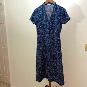 Reformation Medium short sleeve Midi button down blue / navy DRESS
